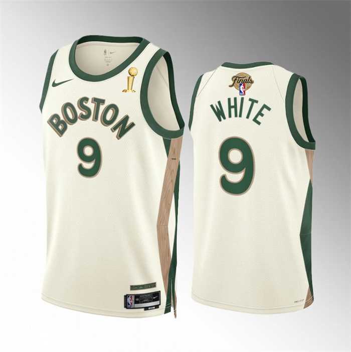 Mens Boston Celtics #9 Derrick White 2024 Finals Champions City Edition Stitched Basketball Jersey Dzhi